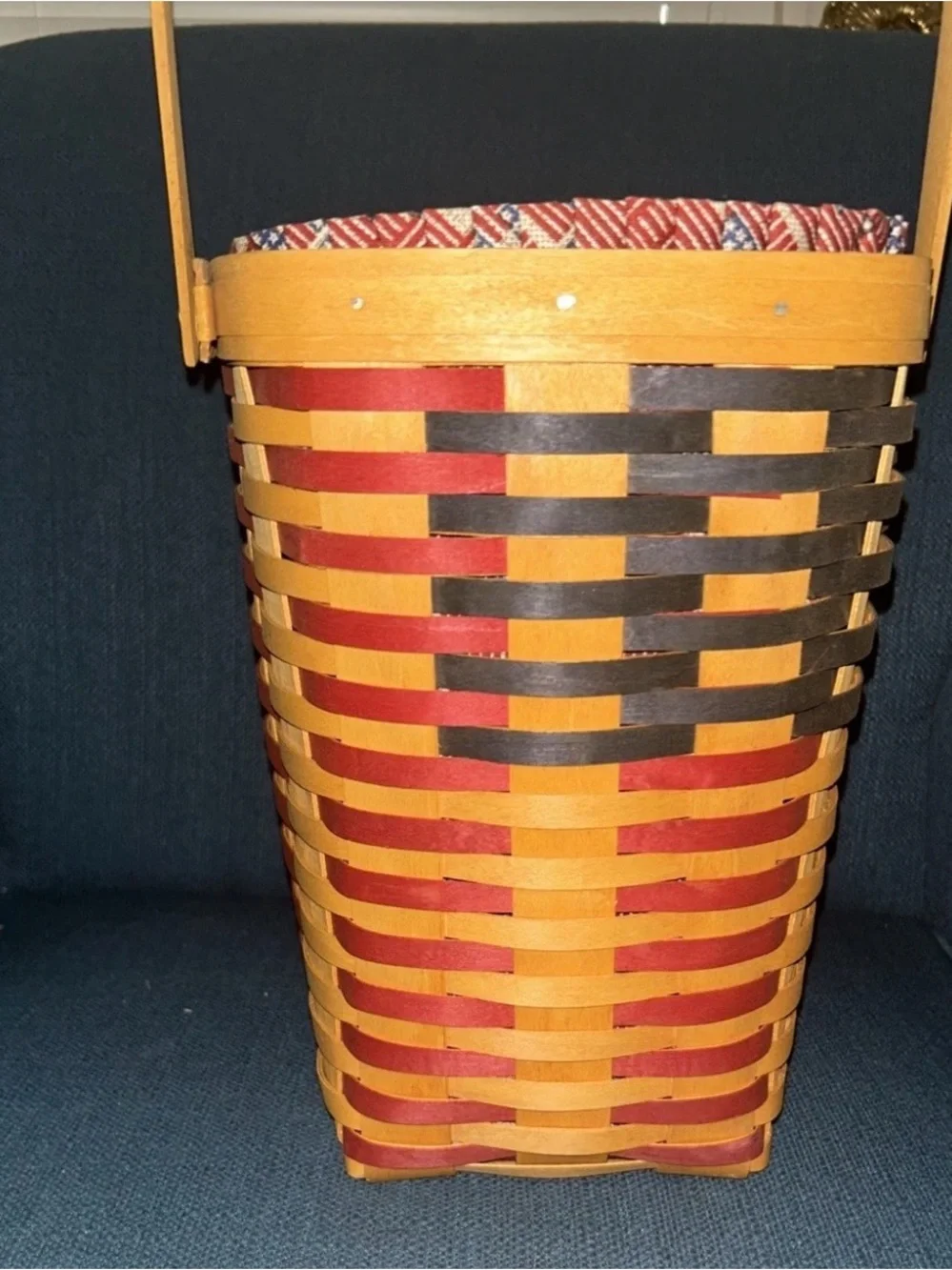 Longaberger 1998 Collectors Club 25th Anniversary Flag Basket Set Combo /2 Liner